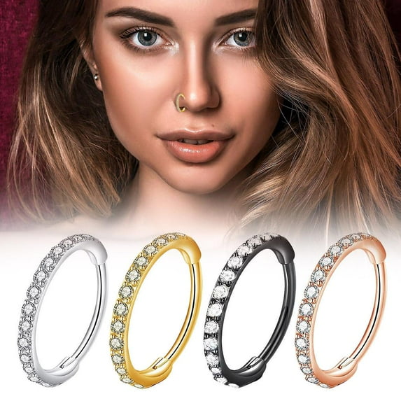 FurNest Hinged Rings Micro Zirconia Earring Cartilage Nose Hoop Septums H4J9