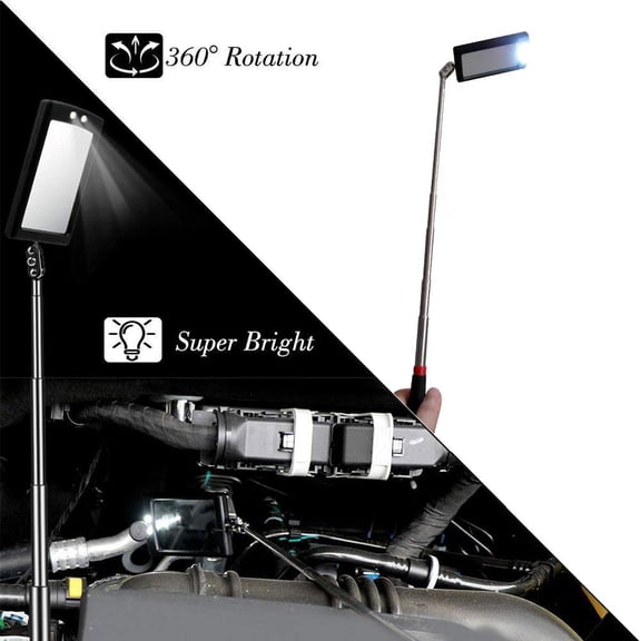 FurNest Inspection Mirror Lighted Mechanic Telescoping illuminate Swivel Exten
