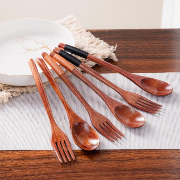 Tableware Solution Spoon FurNest Kitchen Wooden Tableware Wooden Spoon Fork Chopstick Set Simple ...