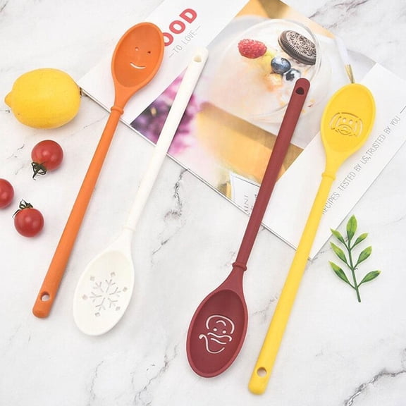 FurNest Long Handle Cute Happy Face Stir Spoon Nylon Stirring Kitchen Cook