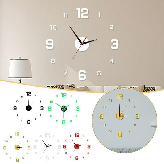 FurNest Luminous Digital Clock Wall Sticker Clock Silent Wall Clock Home Decor