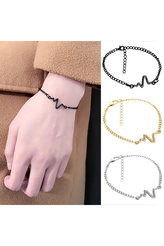 New Metal Couple Heartbeat Cardiogram Bracelet Lover Friend Bracelet