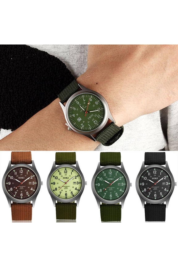 New Military Army Mens Date Canvas Strap Analog Quartz Watch Sport Gi