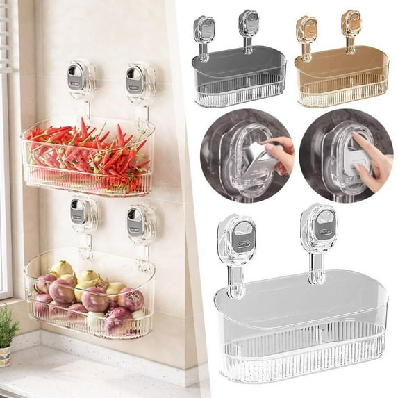 FurNest No-Drill Bathroom Suction Storage Box, Corrugated Suction Cup Storage Rack, Powerful Suction Storage Box, Shower Shelf Shower Rack Suction Cup, Bathroom Organizers and Storage Box Access