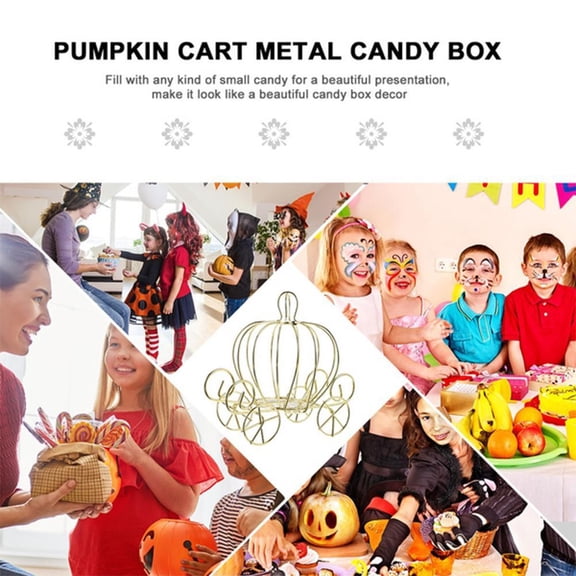 FurNest Pumpkin Car Decoration Gold Candy Box Pumpkin Metal Cart