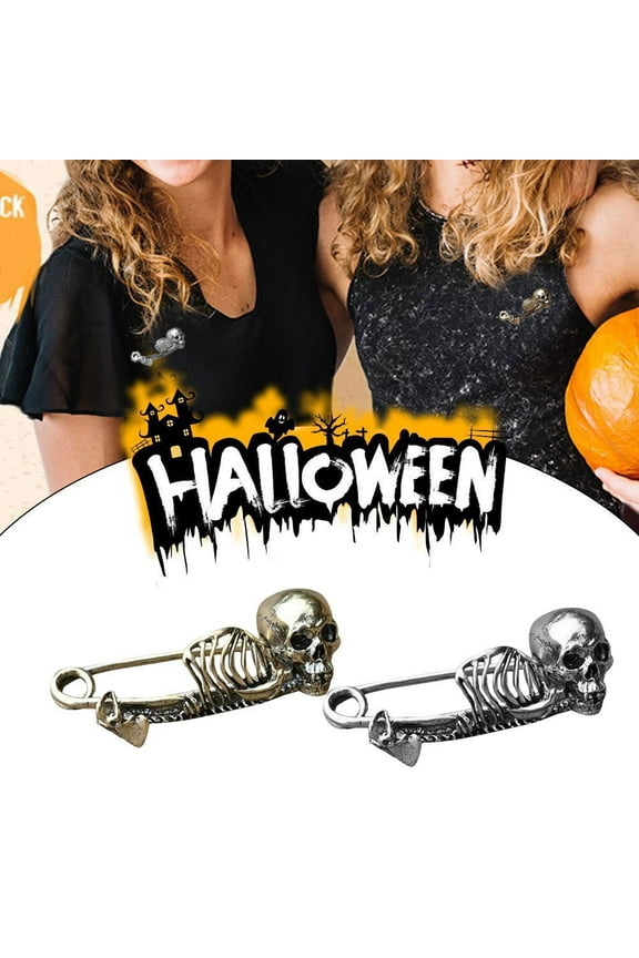 Punk * Skull Brooch Gothic Skeleton Badge Lapel Pin Spooky Atmosp