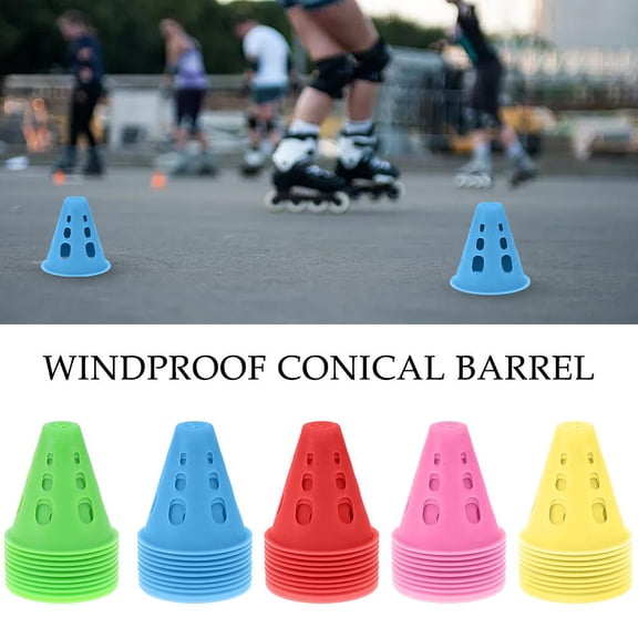 FurNest QEOTOH 10pcs Soccer Training Sign Windproof Conical Barrel Skateboard Roller Skating Obstacle Tools Roller Training Football Sk