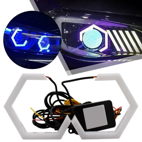 FurNest RGB LED Headlight Refit Colorful Angel Eye Halo Rings Hex Light App R