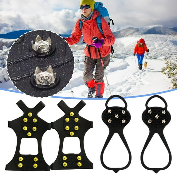 FurNest RJSQAQE Shoe Ice Snow Grips,Ice Cleats for Shoes and Boots,Non-Slip Shoe Cover,Ice Snow Grippers,5/10 Steel Studs Over Shoe Boot Traction Cleat Rubber Spikes Mountaineering Non-Slip Shoe