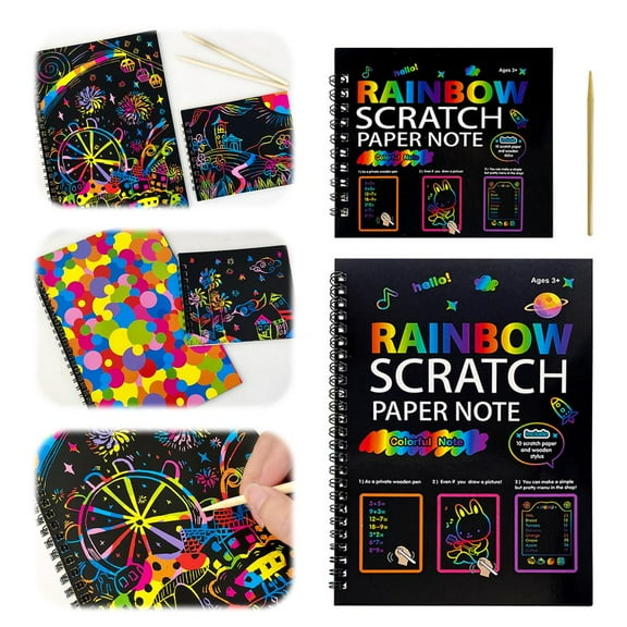 FurNest Rainbow Scratch Paper Scratch Art for Kids DIY Craft Drawing Crafts Kit N