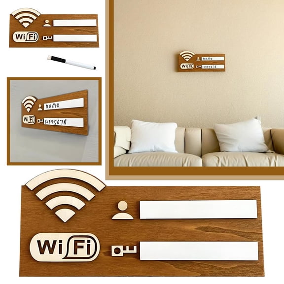FurNest Retro Wooden WiFi Password Signboard – Wall-Mounted Chalkboard * Wireless Network Indicator, No Power Required, Unique Home