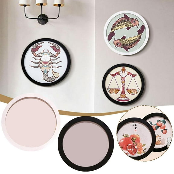 FurNest Round Wooden Photo Frame 10/20 Inches Simple Wall Mounted K5M9 Y2Q