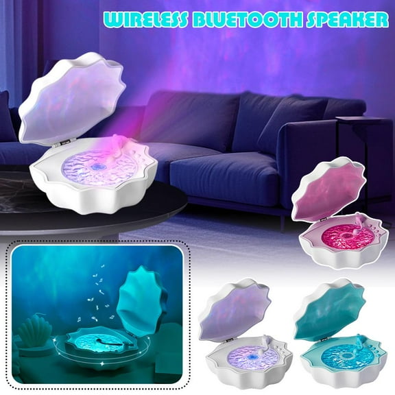 FurNest Shell Lamp with Bluetooth Speaker,Creative Ocean Projector Shell Light Retro Bluetooth Vinyl Record Player,Night Lights Bluetooth Speaker,Bluetooth Desktop Speaker for Bedroom Table