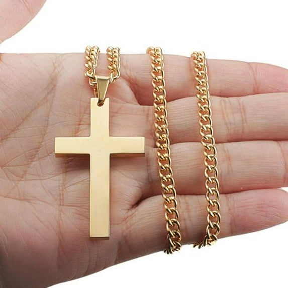 FurNest Simple Plain Cross Pendant Chain Necklace Jewelry Men Hot B6 P9T6 A5X8