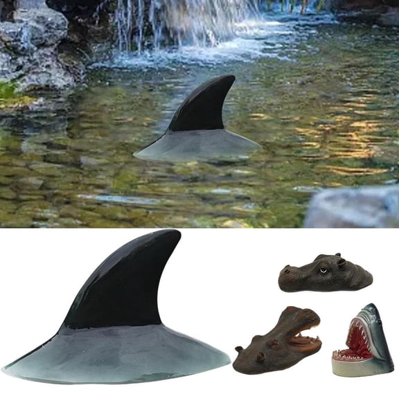 FurNest Simulated Shark & Hippo Head Yard Pond Decoration Animal Floating Dec