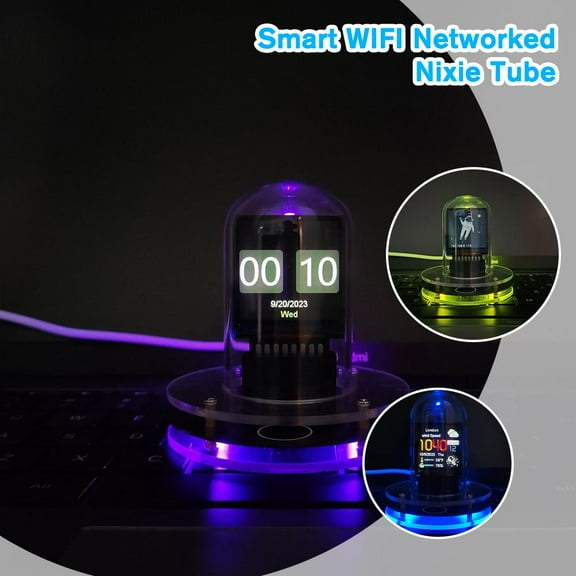 FurNest Smart WIFI Networked Nixie Tube Alarm Clock Desktop Dcor N8E2 Christmas