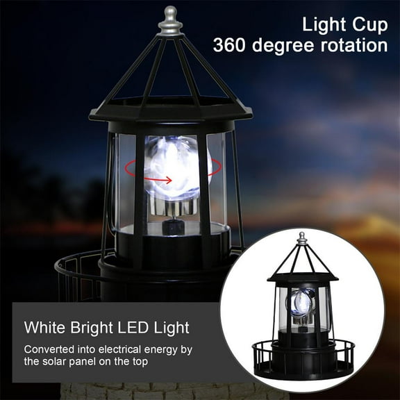 FurNest Solar Powered LED Rotating Lighthouse Night Light Outdoor Au New