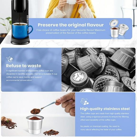 FurNest Stainless Steel Reusable Refillable Coffee Capsule Cup Fit For Kuerigaw3q
