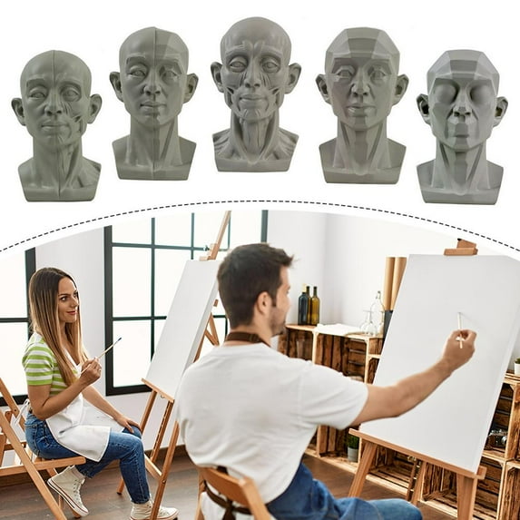 FurNest Standard Planar Head Model for Artists, Women Men Human Manikin Head, Learn The Planes Of Face, for Artistic Drawing Drawing Skecthing Paintings,Color White, Sculpture Beginner