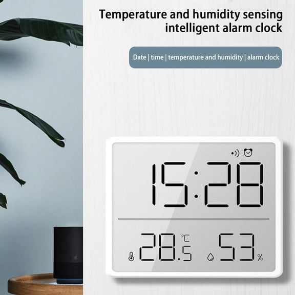 FurNest Thin Electronic Clock Simple Digital Clocks Wall Disply Mounted LCD And Temperature Clock Humidity R2W8 Alarm Multifu