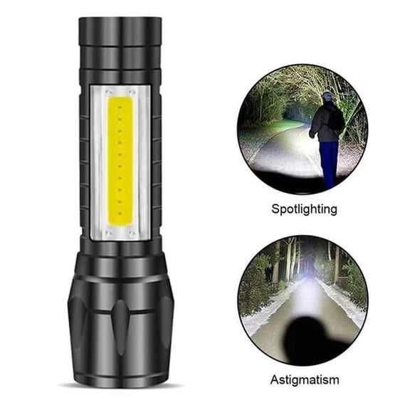 FurNest USB Rechargeable Torch Mini Pocket Flash Light COB LED M7W7 C8U1