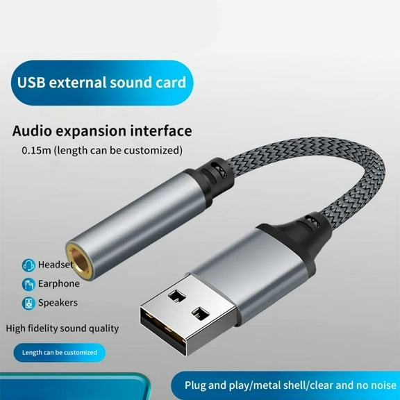 FurNest USB To 3.5mm Mic/Headphone Jack Stereo Headset Audio Adapter Sound Cards