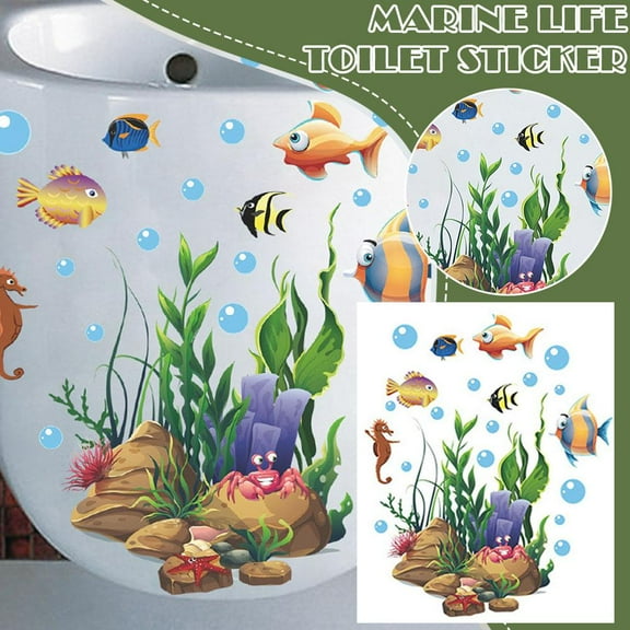 FurNest Underwater Fish Bubble Toilet Bathroom Sticker Waterproof