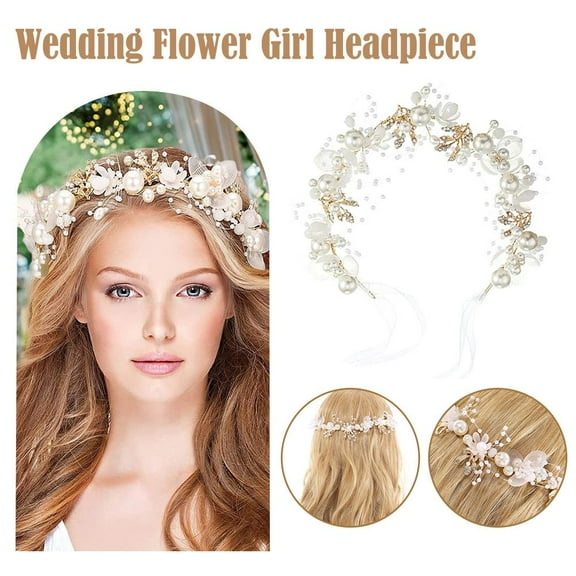 FurNest Wedding Flower Girl Headpiece Wreath Hair Accessory Flower Crown Head