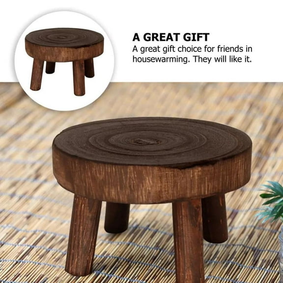FurNest Wood Plant Riser Stands,Mini Round Stool Bonsai Potted Display Shelf,Small Stands,Round Rustic Plant Potted S Pl