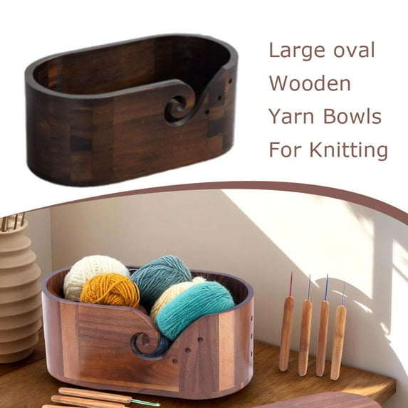 FurNest Wooden Yarn Bowl Handmade Crocheting Knitting Storage Bowl Wool Ball Hold