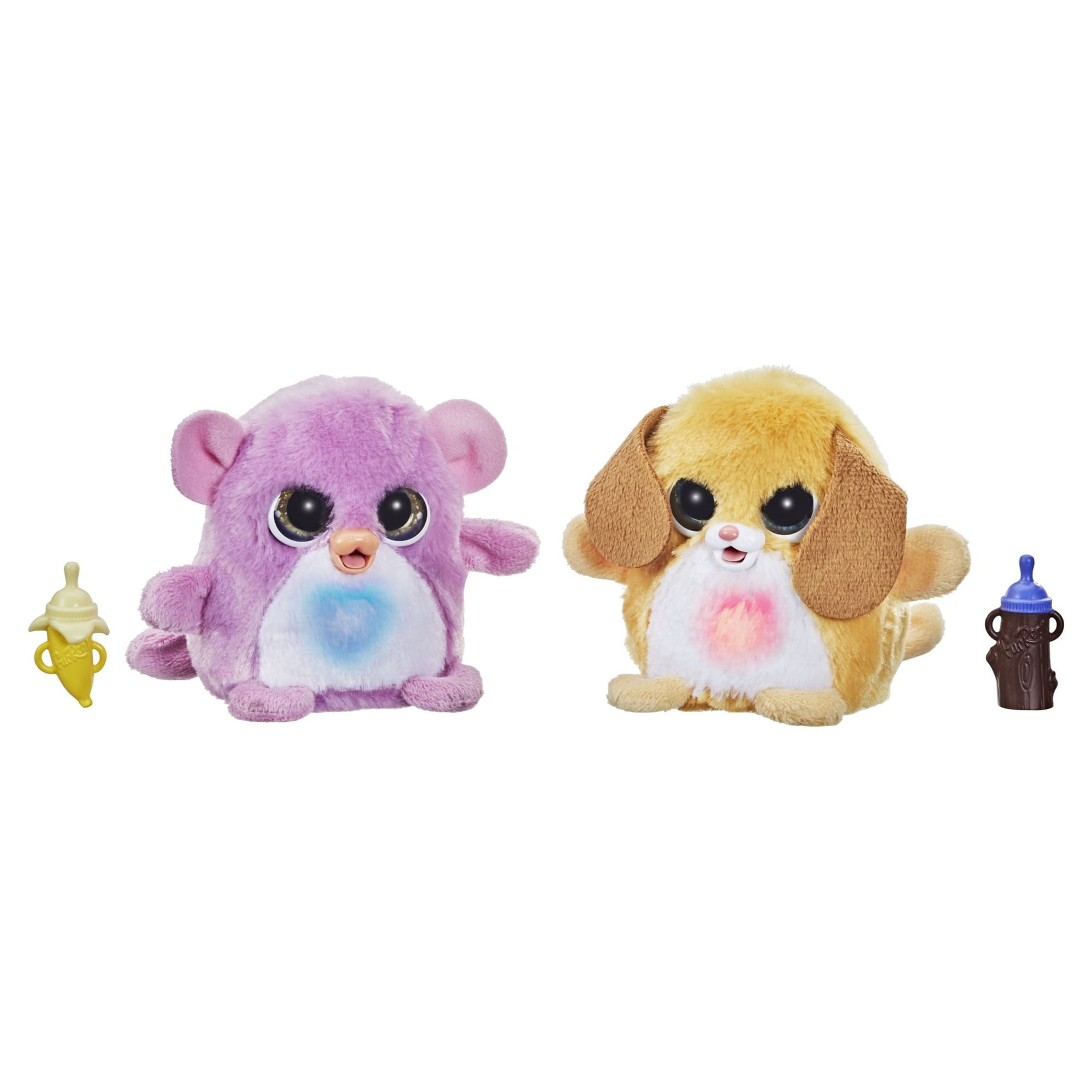 furReal Fuzzalots Puppy and Monkey Color Change Interactive Feeding Toy Lights and Sounds Toys for Kids Ages 4 and up