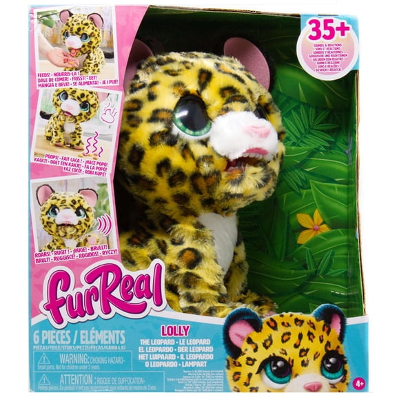 FurReal Lil Wilds Lolly The Leopard Interactive 8-inch Plush Stuffed Animal with Over 35 Sounds and Reactions, 6-Pieces, Kids Toys for Ages 4 Up by Just Play