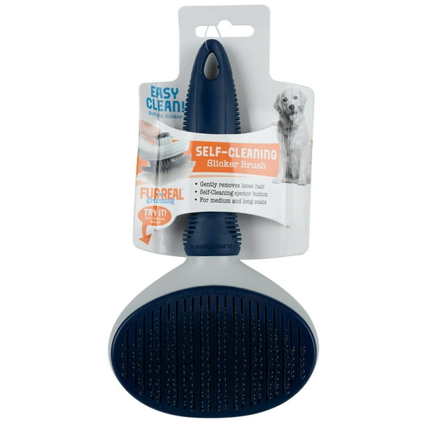 FurReal SelfCleaning Slicker Dog Brush, Large