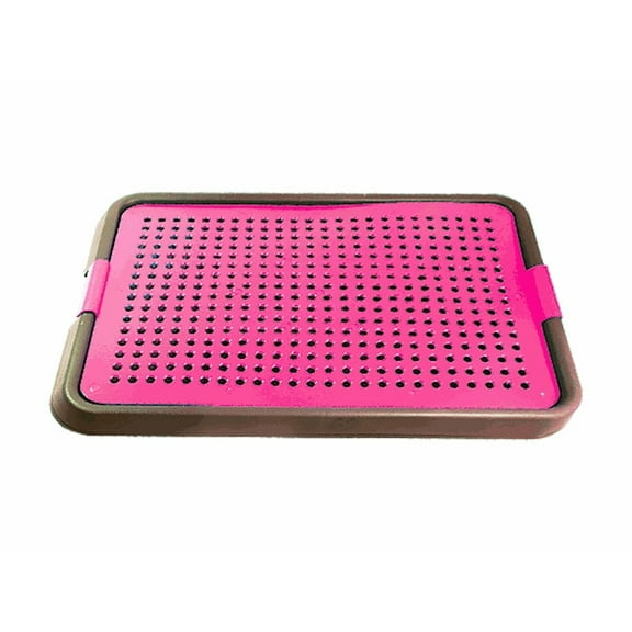Furaco Pet Indoor Dog Potty Tray  Hygienic Training Pad Holder for Small & Medium Dogs  Easy Clean Pet Pee Pad System with Grate  No Paw Contact (Pink, Large)