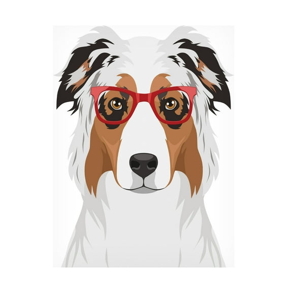 Furbaby Affiliates 'Australian Shepherd Wearing Hipster Glasses' Canvas Art