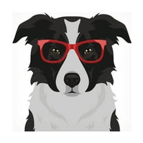 Furbaby Affiliates 'Border Collie Wearing Hipster Glasses' Canvas Art