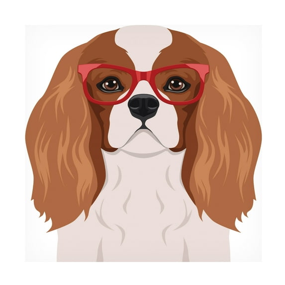 Furbaby Affiliates 'Cavalier King Charles Spaniel Wearing Hipster Glasses' Canvas Art