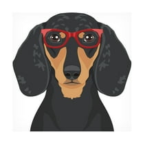 Furbaby Affiliates 'Dachshund Wearing Hipster Glasses 3' Canvas Art