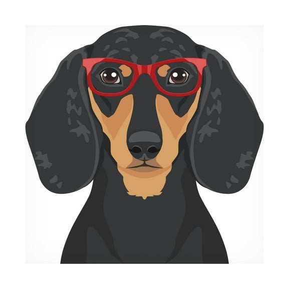 Furbaby Affiliates 'Dachshund Wearing Hipster Glasses 3' Canvas Art