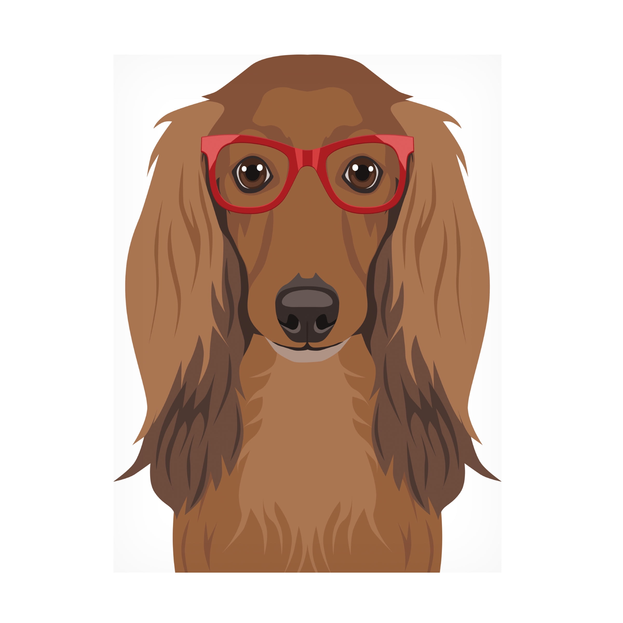 Furbaby Affiliates 'Long Haired Dachshund Wearing Hipster Glasses' Canvas Art