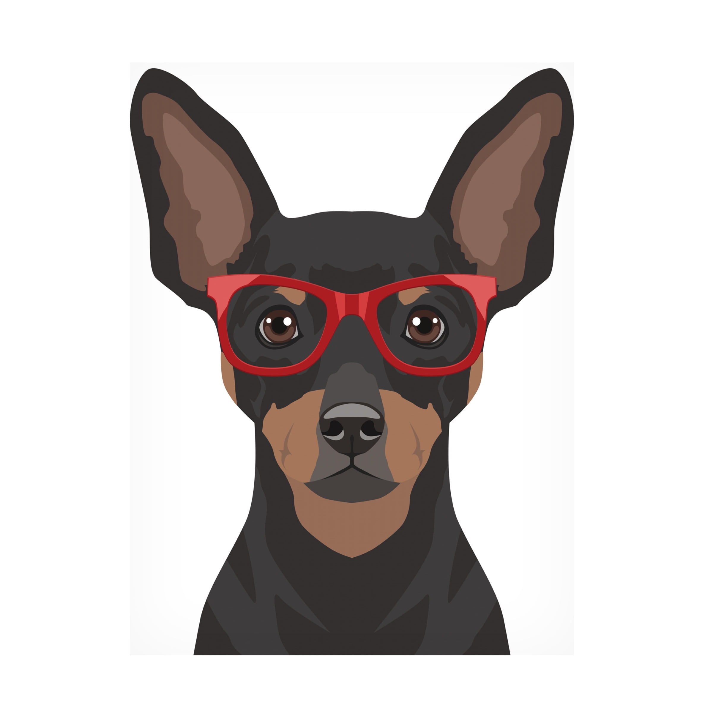 Furbaby Affiliates 'Miniature Pinscher Wearing Hipster Glasses' Canvas Art