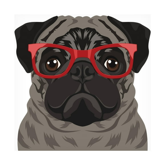 Furbaby Affiliates 'Pug Wearing Hipster Glasses 3' Canvas Art