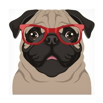 Furbaby Affiliates 'Pug Wearing Hipster Glasses 6' Canvas Art