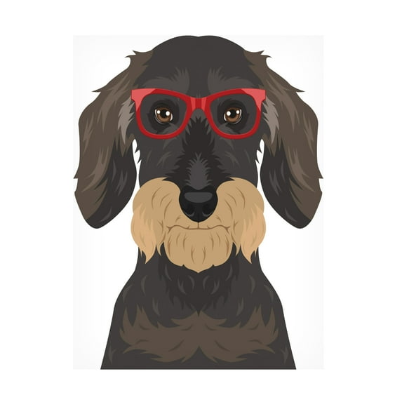 Furbaby Affiliates 'Wire Haired Dachshund Wearing Hipster Glasses' Canvas Art