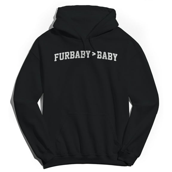 Furbaby Baby Graphic Black Men's Cotton Pullover Hoodie