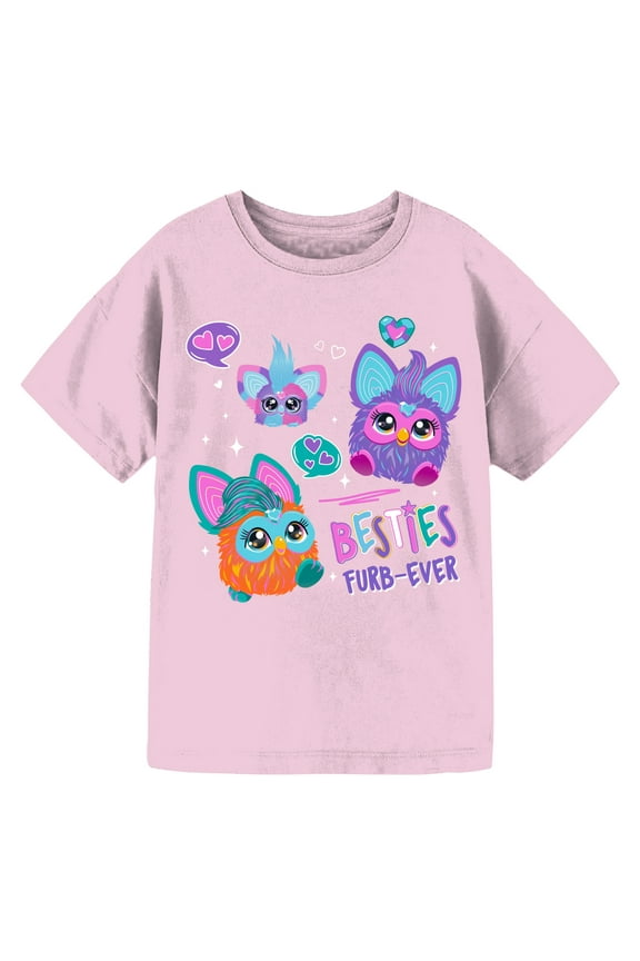 Furby Besties Girls Short Sleeve Graphic T-Shirt, Sizes 4-16