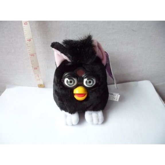 Vintage Furby Buddies Very Good Black Plush Bean Bag Blue Eyes 1999 Tiger