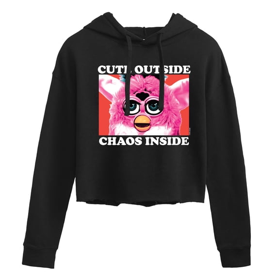 Furby - Cute Outside Chaos Inside Cropped Graphic Hoodie