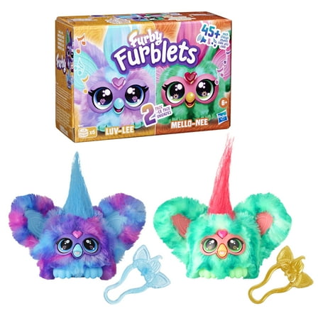 Furby Furblets Luv-Lee & Mello-Nee 2-Pack Mini Electronic Plush Toy for Girls & Boys 6+