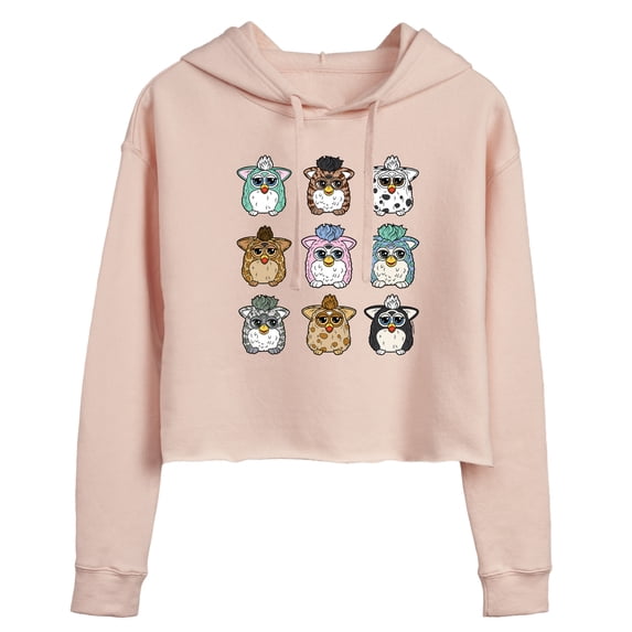 Furby - Furby Grid - Junior's Cropped Hoodie